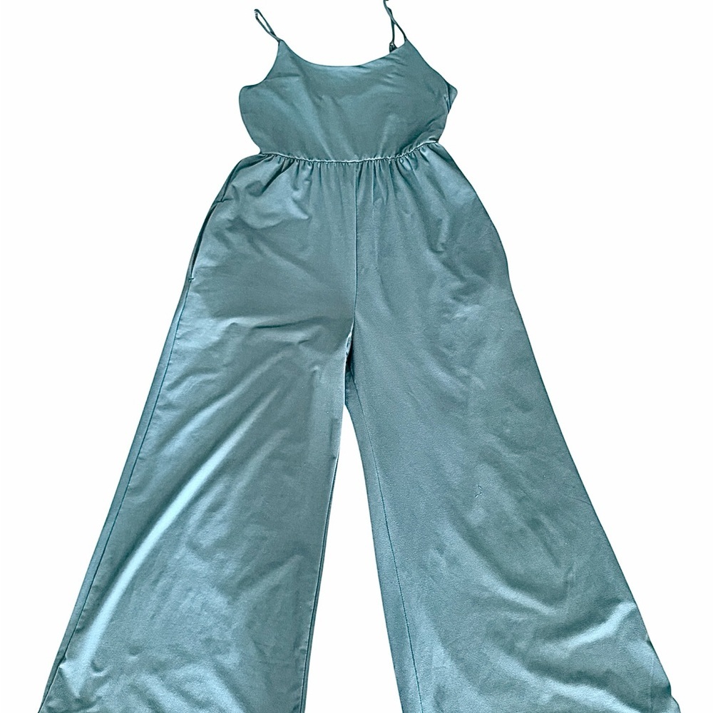 Stylish Teal Jumpsuit With Pockets